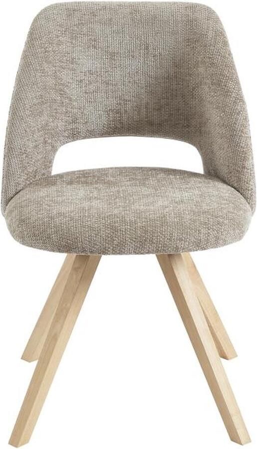 Vente-unique Set van 2 stoelen van stof en heveahout Taupegrijs VESIANI L 53.5 cm x H 81 cm x D 58 cm - Foto 2