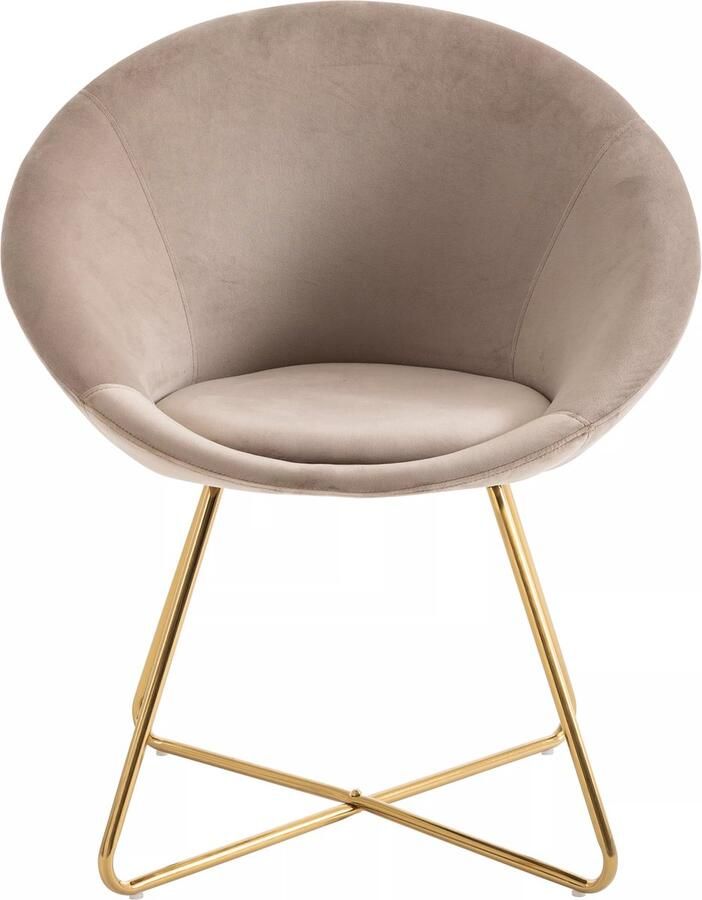 Vente-unique Set van 2 stoelen van velours en goudkleurig metaal Beige BURBAN L 70 cm x H 83 cm x D 57.5 cm