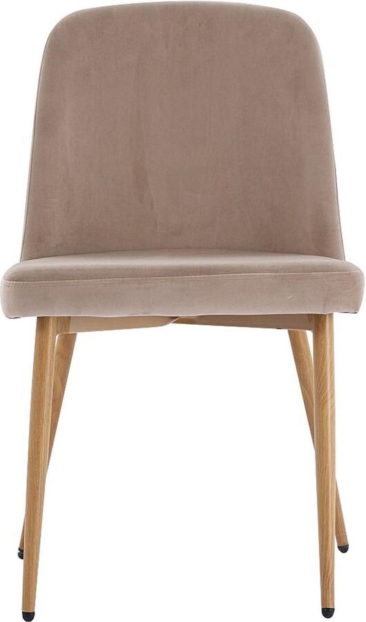 Vente-unique Set van 2 stoelen van velours en metaal met houteffect Beige MINAGRI L 47.5 cm x H 84 cm x D 56 cm - Foto 6