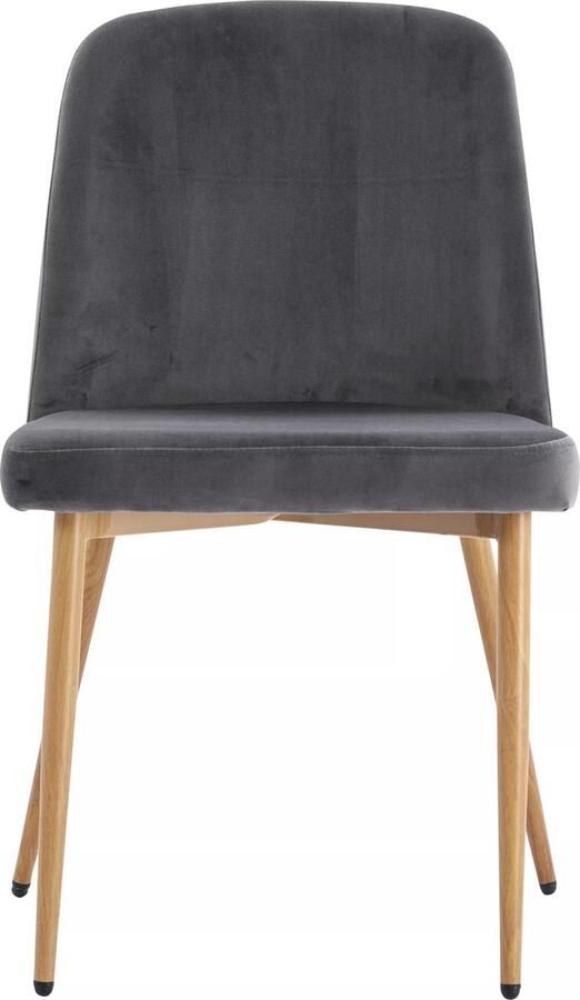 Vente-unique Set van 2 stoelen van velours en metaal met houteffect Grijs MINAGRI L 47.5 cm x H 84 cm x D 56 cm - Foto 2