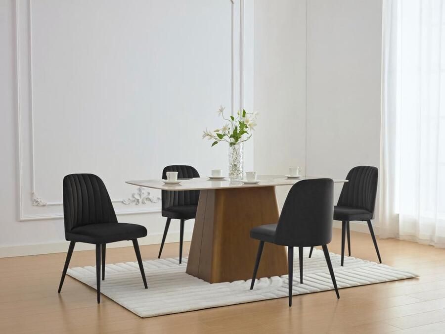 Vente-unique Set van 2 stoelen van velours en metaal Zwart ELEANA L 49 cm x H 81 cm x D 52 cm - Foto 2