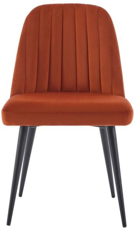 Vente-unique Set van 2 stoelen van velours en zwart metaal Terracotta ELEANA L 49 cm x H 81 cm x D 52 cm