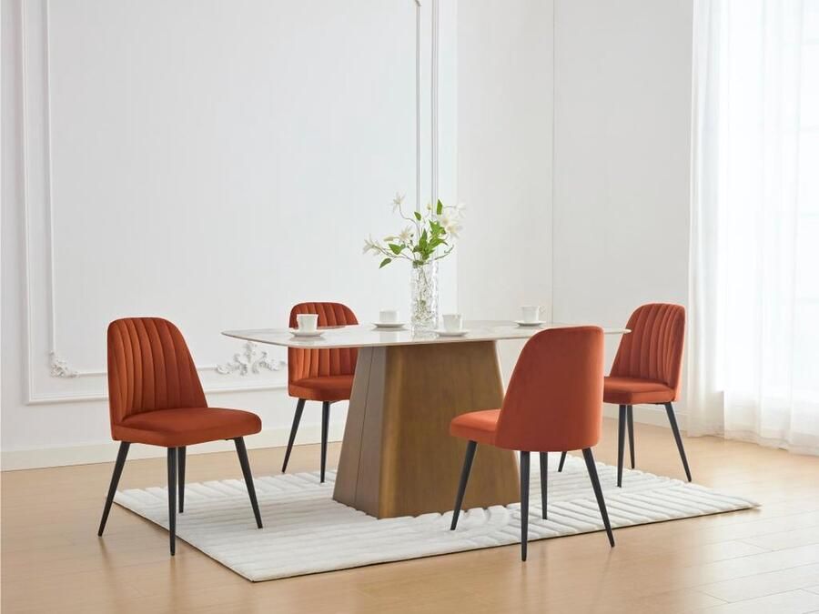 Vente-unique Set van 2 stoelen van velours en zwart metaal Terracotta ELEANA L 49 cm x H 81 cm x D 52 cm - Foto 2