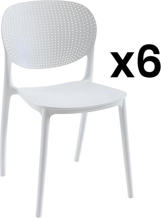 Vente-unique Set van 6 polypropyleen stapelstoelen Wit CARETANE L 46 cm x H 81.5 cm x D 51 cm - Foto 2
