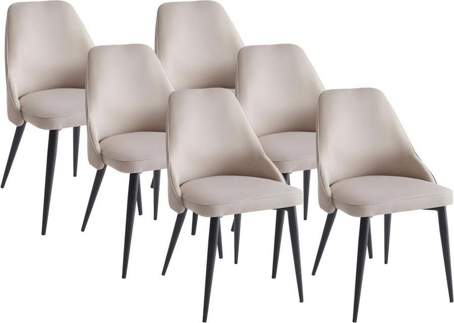 Vente-unique Set van 6 stoelen EZRA Stof en metaal Roomkleur L 53 cm x H 86 cm x D 59 cm - Foto 2