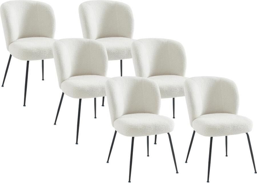 Vente-unique Set van 6 stoelen in ribfluweel en metaal Wit POLPONA van Pascal MORABITO L 52 cm x H 79 cm x D 67.5 cm - Foto 2