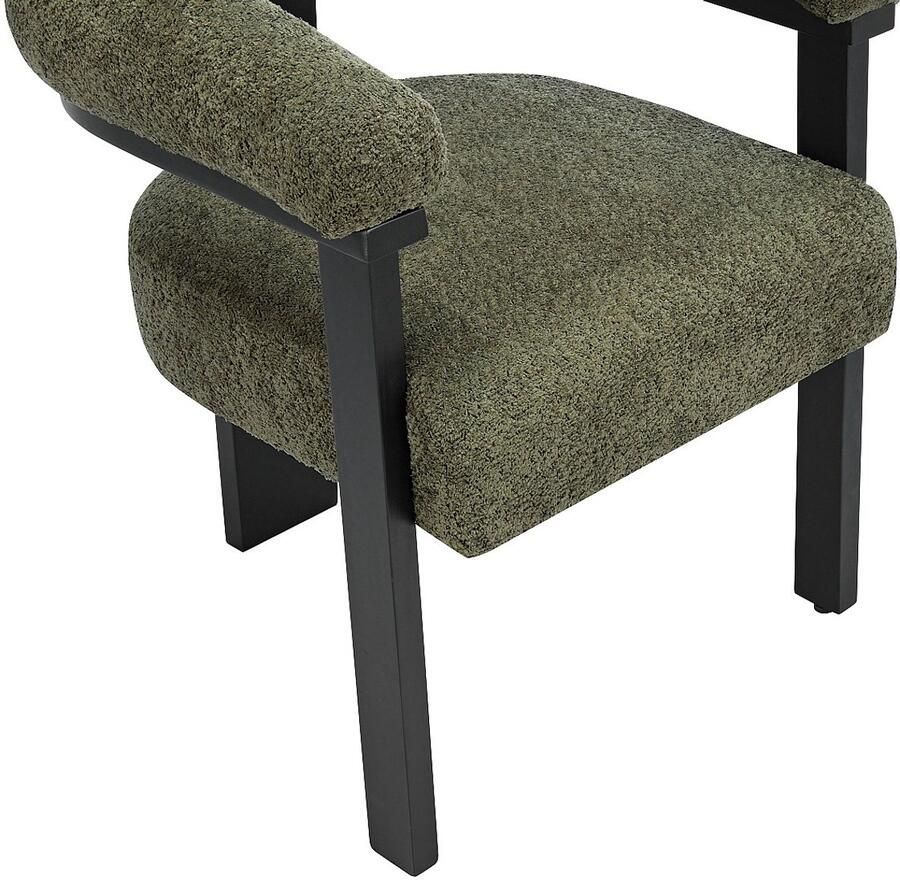 Pascal Morabito Set van 2 stoelen met armleuningen van boucléstof en heveahout Kaki en zwart LIVELIA van L 64 cm x H 78 cm x D 60 cm - Foto 2