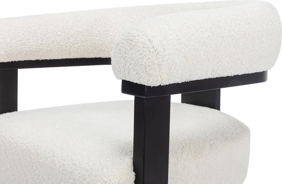 Pascal Morabito Set van 6 stoelen met armleuningen van boucléstof en heveahout Wit en zwart LIVELIA L 64 cm x H 78 cm x D 60 cm - Foto 3