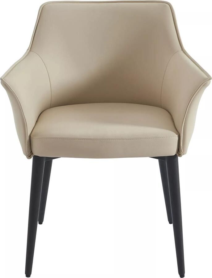 Vente-unique Set van 2 stoelen met armleuningen van kunstleer en zwart metaal Beige MIALOV L 61.5 cm x H 78 cm x D 57 cm