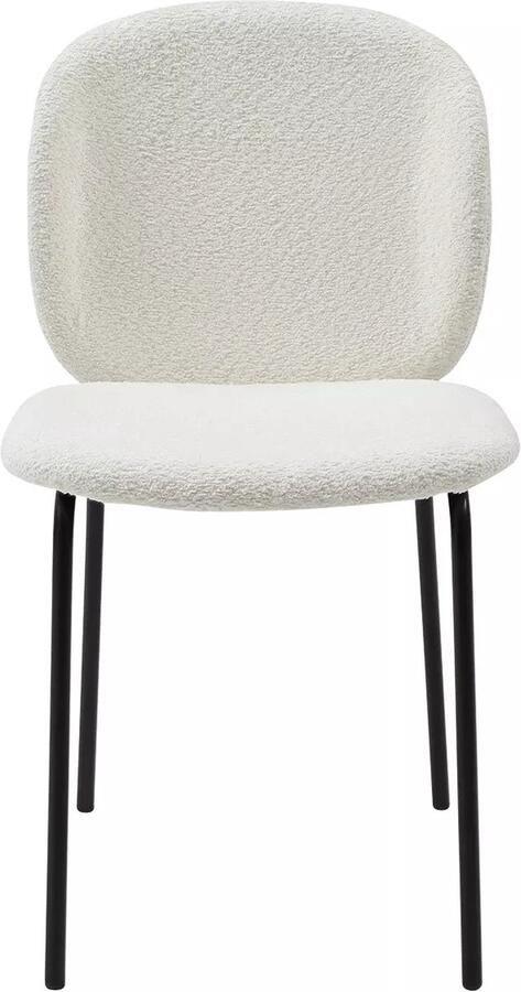 Vente-unique Set van 6 stoelen van boucléstof en zwart metaal Crèmewit BEJUMA L 47.5 cm x H 85 cm x D 57.5 cm