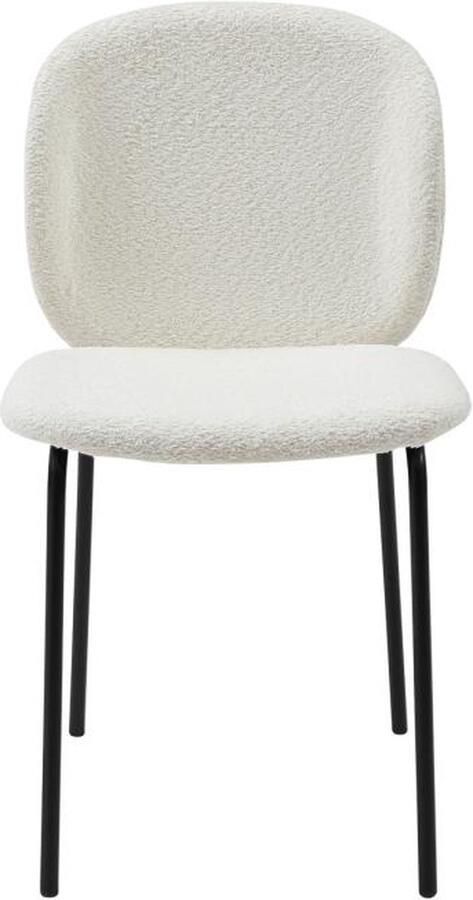 Vente-unique Set van 2 stoelen van boucléstof en zwart metaal Crèmewit BEJUMA L 47.5 cm x H 85 cm x D 57.5 cm