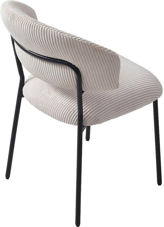 Vente-unique Set van 6 stoelen van ribfluweel en zwart metaal Beige ALAYIS L 53 cm x H 83 cm x D 60 cm - Foto 2