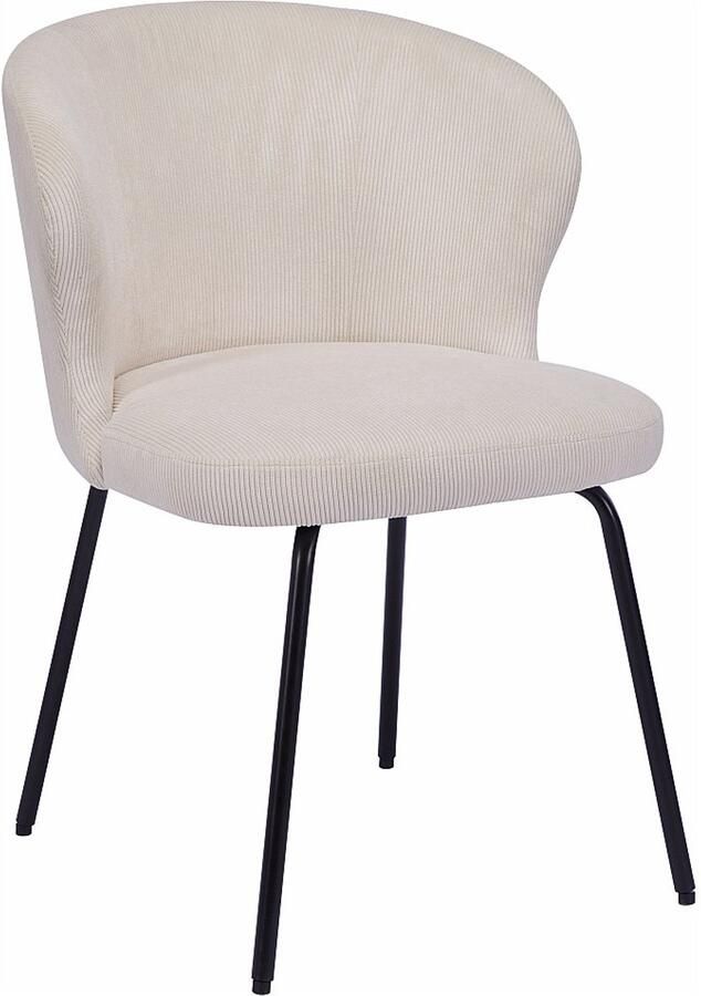 Vente-unique Set van 6 stoelen van ribfluweel en zwart metaal Crèmewit RELIOZA L 56.5 cm x H 78 cm x D 57.5 cm - Foto 3