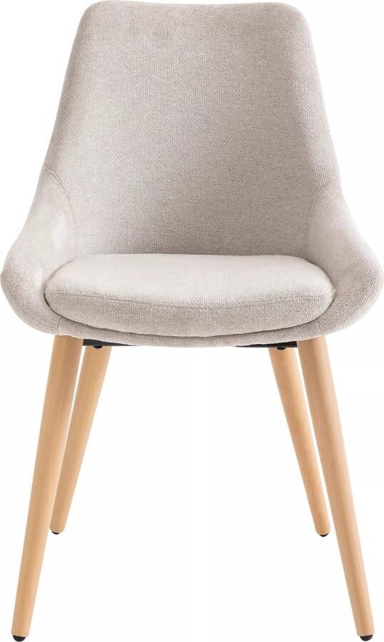 Vente-unique Set van 6 stoelen van stof en beuken Beige MASURIE L 49 cm x H 85.5 cm x D 56 cm - Foto 2