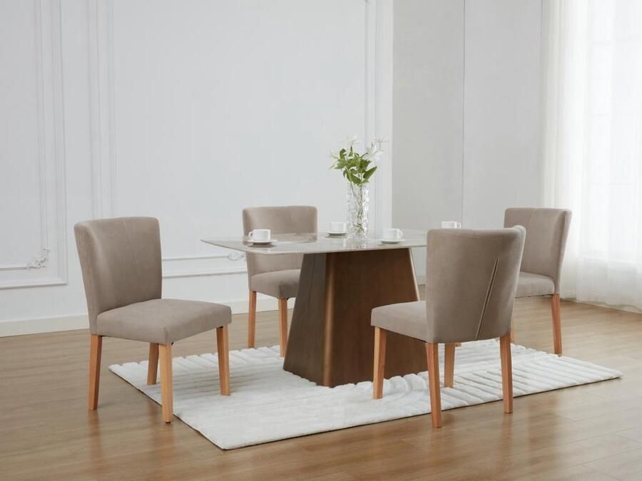 Vente-unique Set van 2 stoelen van stof en heveahout Beige ANALIA L 51 cm x H 87 cm x D 61 cm - Foto 2