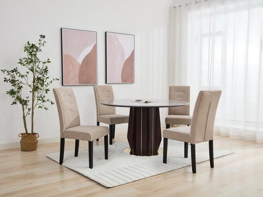Vente-unique Set van 2 stoelen van stof en heveahout Beige GABELLE L 47 cm x H 100 cm x D 59.5 cm - Foto 2