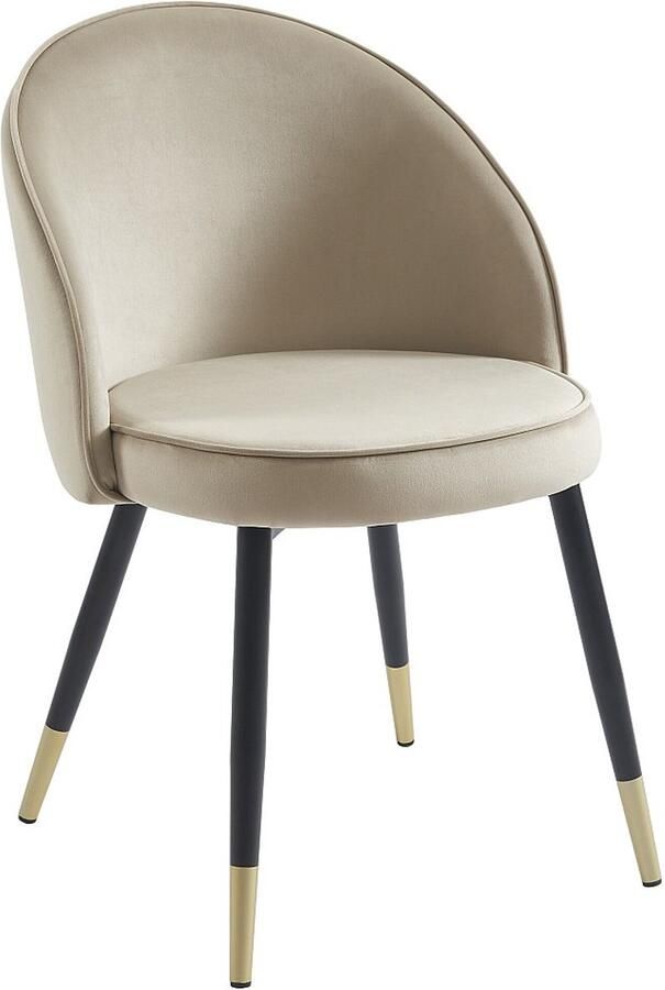 Vente-unique Set van 6 stoelen van velours en metaal Beige MAYLINA L 55 cm x H 80.5 cm x D 61 cm - Foto 6