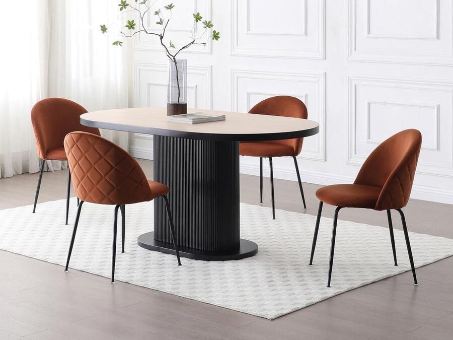 Vente-unique Set van 2 stoelen van velours en zwart roestvrij staal Terracotta MELBOURNE L 50 cm x H 77 cm x D 55 cm - Foto 3