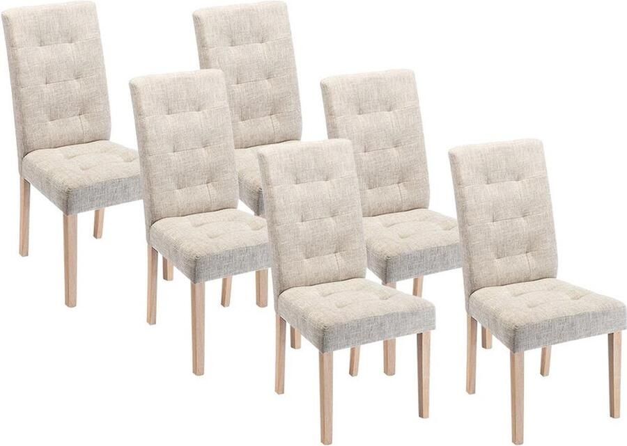 Vente-unique Set van 6 stoelen VILLOSA Stof & houten poten Beige L 48 cm x H 100 cm x D 61 cm - Foto 2