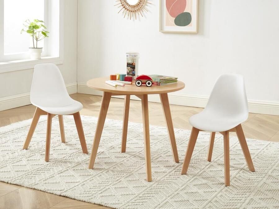 Vente-unique Set van 2 kinderstoelen van polypropyleen en beuken Wit LILINOU L 30.5 cm x H 58 cm x D 36.5 cm - Foto 3
