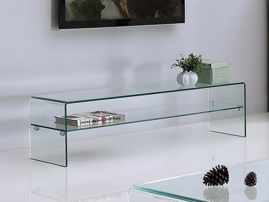 Vente-unique Set woonkamer: Salontafel + TV-meubel Gehard glas STILEOS L 140 cm x H 43 cm x D 60 cm - Foto 2