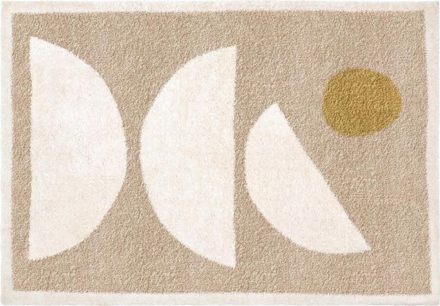 Vente-unique Shaggy design-tapijt met abstracte motieven 160 x 230 cm Beige en crèmewit MYNIO L 230 cm x H 3 cm x D 160 cm