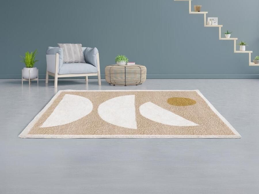 Vente-unique Shaggy design-tapijt met abstracte motieven 160 x 230 cm Beige en crèmewit MYNIO L 230 cm x H 3 cm x D 160 cm - Foto 2