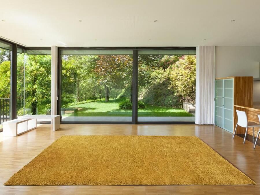 Vente-unique Shaggy hoogpolig tapijt 200 x 300 cm Mosterdgeel MILINIO L 300 cm x H 3.5 cm x D 200 cm