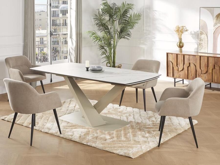 Vente-unique Shaggy hoogpolig vloerkleed in reliëf 160 x 230 cm Gebroken wit MAZE L 230 cm x H 4 cm x D 160 cm