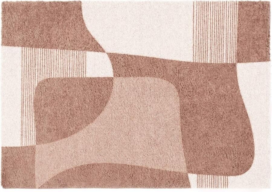 Vente-unique Shaggy tapijt met abstracte motieven 160 x 230 cm Crèmewit en bruin RUMINIA L 230 cm x H 3 cm x D 160 cm