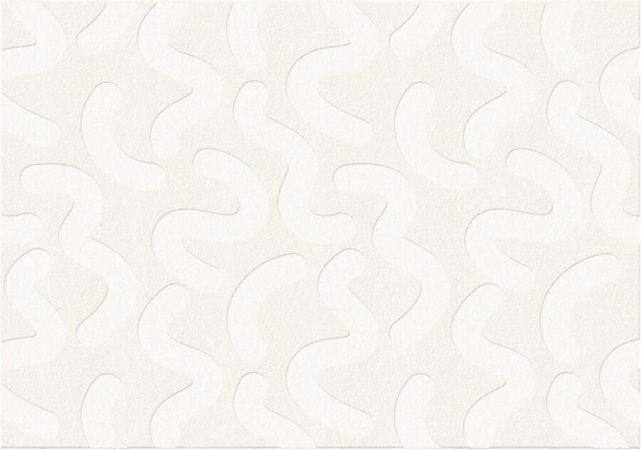 Vente-unique Shaggy tapijt met reliëf en abstracte motieven 160 x 230 cm Wit en crèmewit SANDRATI L 230 cm x H 3 cm x D 160 cm