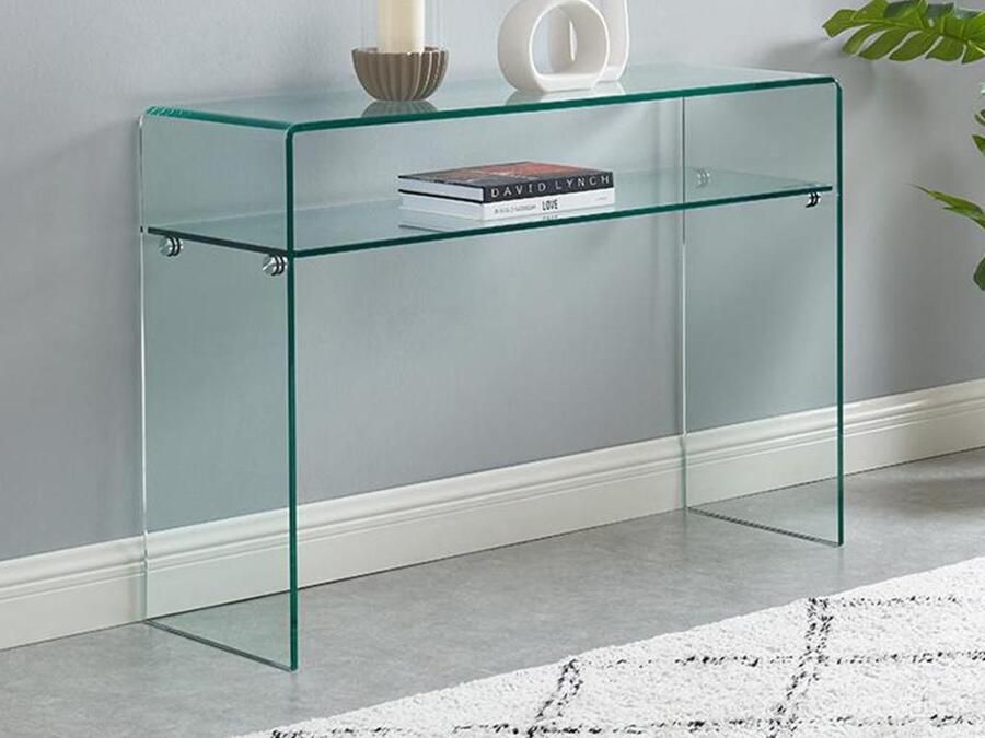 Vente-unique Sidetable 1 nis Gehard glas Transparant STILEOS L 110 cm x H 75 cm x D 35 cm