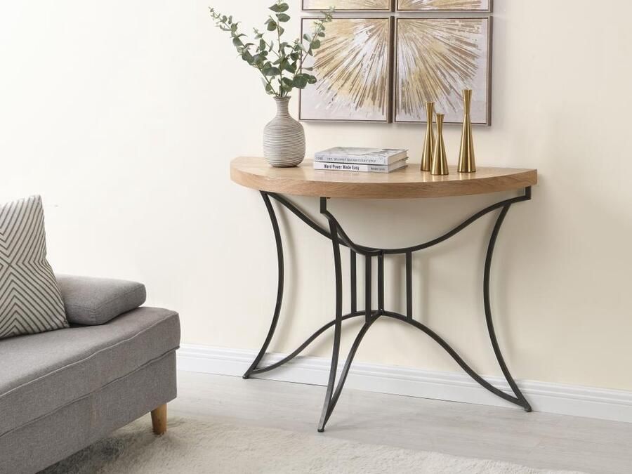 Vente-unique Sidetable in mdf en metaal Houtlook en zwart LOLANA L 110 cm x H 81.5 cm x D 48 cm