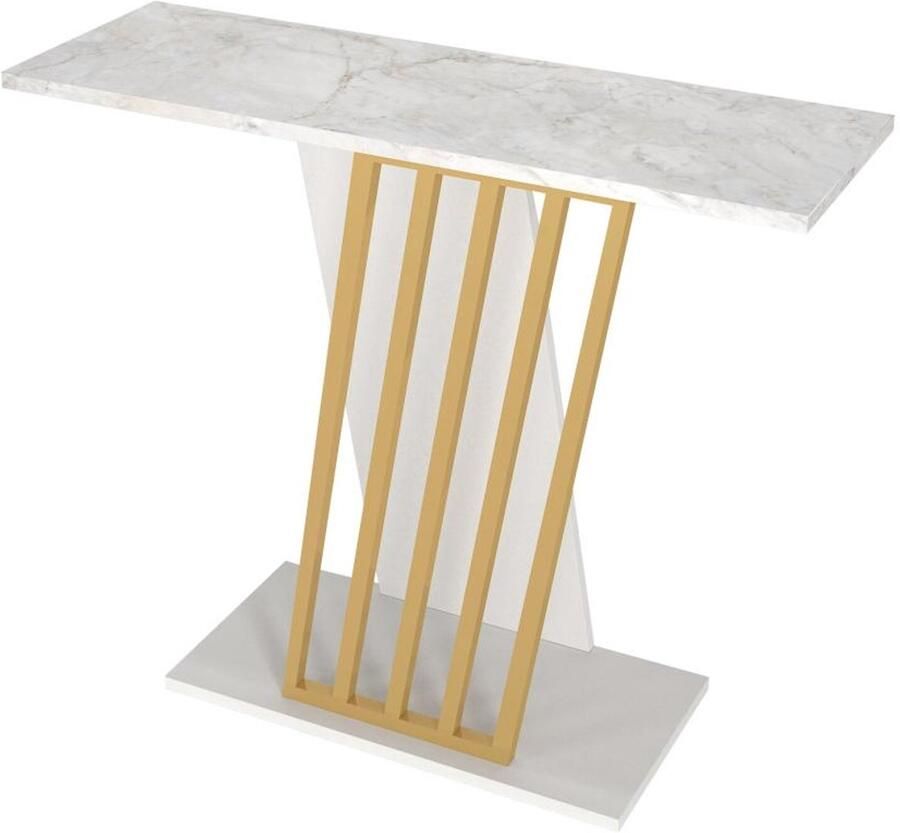 Vente-unique Sidetable Look van wit marmer en goud ORSONA