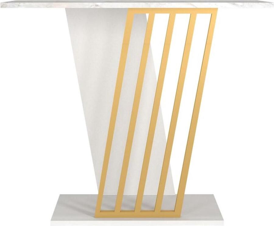 Vente-unique Sidetable Look van wit marmer en goud ORSONA - Foto 2
