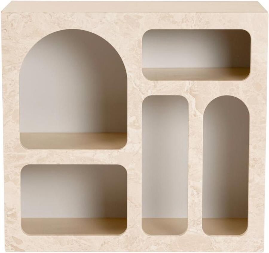 Vente-unique Sidetable met 5 nissen Beige marmereffect LUELA L 80 cm x H 74 cm x D 37 cm