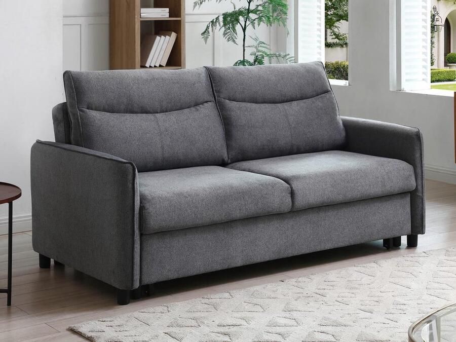 Vente-unique Slaapbank 3 plaatsen in grijze stof IPANEDA L 189 cm x H 95 cm x D 94 cm