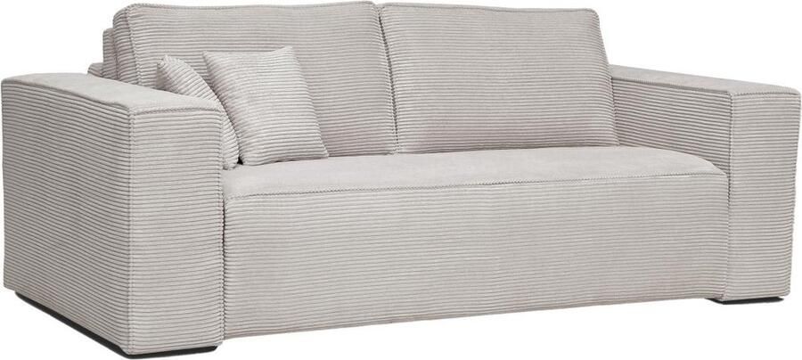 Vente-unique Slaapbank 4 zitplaatsen in beige ribfluweel Bedbreedte 160 cm Matras 18 cm AMELIA II L 234 cm x H 90 cm x D 104 cm