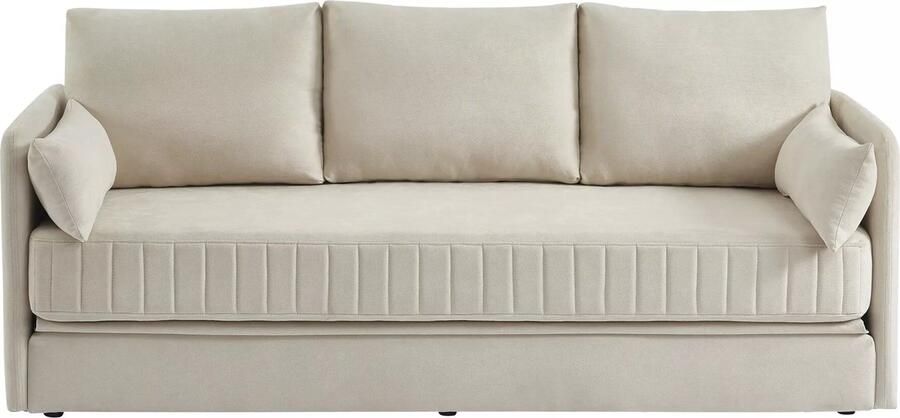 Vente-unique Slaapbank met 3 zitplaatsen en beige stoffen bekleding – GRECCO L 204 cm x H 84 cm x D 82 cm - Foto 2