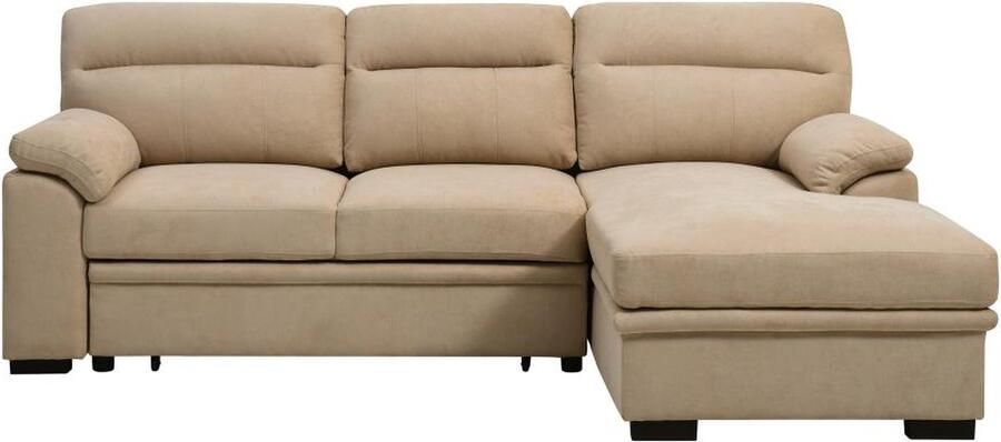 Vente-unique Slaapbank met hoek rechts van beige stof ULENIO L 235 cm x H 94 cm x D 160 cm