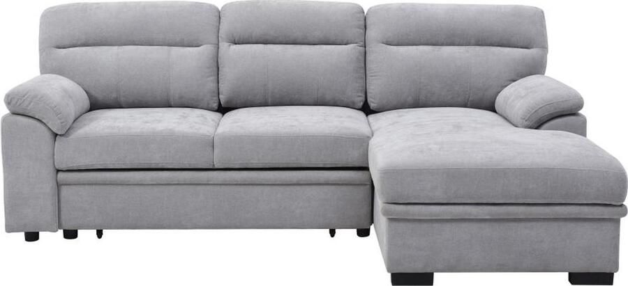 Vente-unique Slaapbank met hoek rechts van grijze stof ULENIO L 235 cm x H 94 cm x D 160 cm