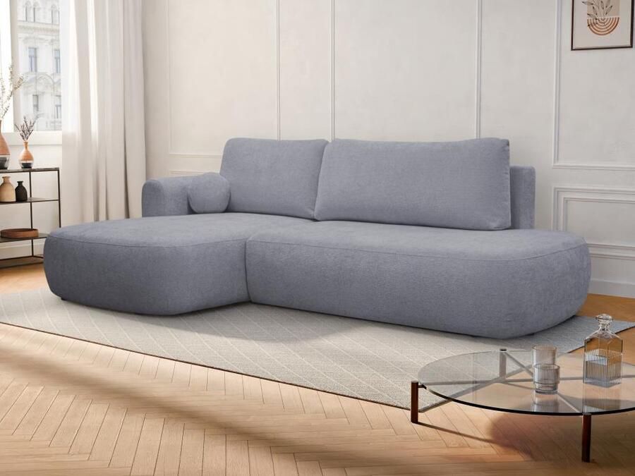 Vente-unique Slaapbank met linkse hoek in grijze stof met textuur BROCARO van Maison Céphy L 288 cm x H 91 cm x D 170 cm - Foto 2
