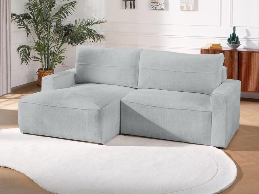 Vente-unique Slaapbank met linkse hoek in grijze stof met textuur VESATO L 230 cm x H 100 cm x D 140 cm