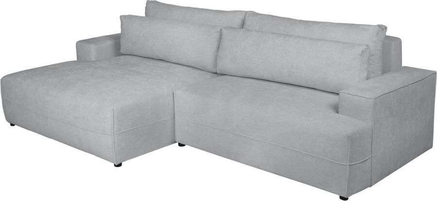 Vente-unique Slaapbank met linkse hoek in grijze textuurstof BREGLIO L 274 cm x H 100 cm x D 153 cm - Foto 2