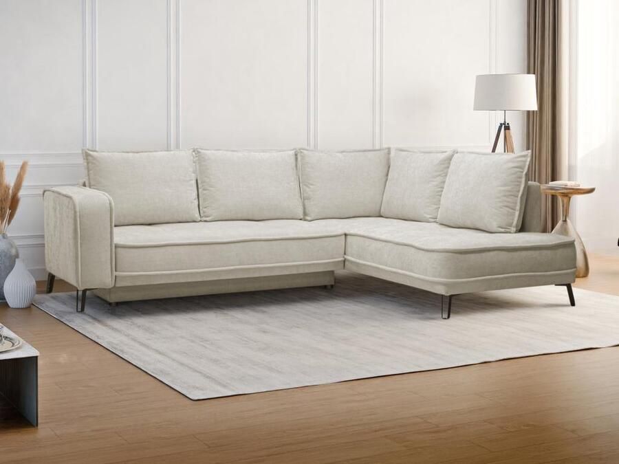 Vente-unique Slaapbank met rechtse hoek in beige stof BALCORIA van Maison Céphy L 269 cm x H 90 cm x D 215 cm - Foto 2