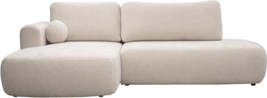 Vente-unique Slaapbank met rechtse hoek in beige stof met textuur BROCARO van Maison Céphy L 288 cm x H 91 cm x D 170 cm - Foto 2