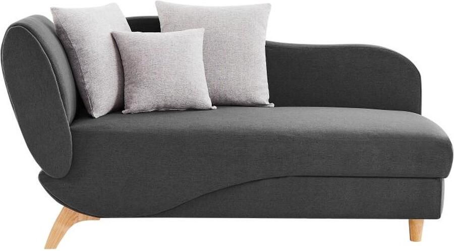 Vente-unique Slaapbank van antraciete stof met opbergruimte Hoek rechts PENELOPE L 160 cm x H 81 cm x D 80 cm - Foto 2
