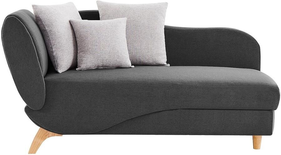 Vente-unique Slaapbank van antraciete stof met opbergruimte Hoek rechts PENELOPE L 160 cm x H 81 cm x D 80 cm - Foto 3