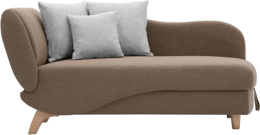 Vente-unique Slaapbank van bruine stof met opbergruimte Hoek rechts PENELOPE L 160 cm x H 81 cm x D 80 cm - Foto 2