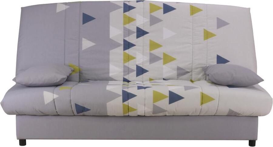 Vente-unique Slaapbank van grijze stof met driehoeken FARWEST L 192 cm x H 86 cm x D 95 cm